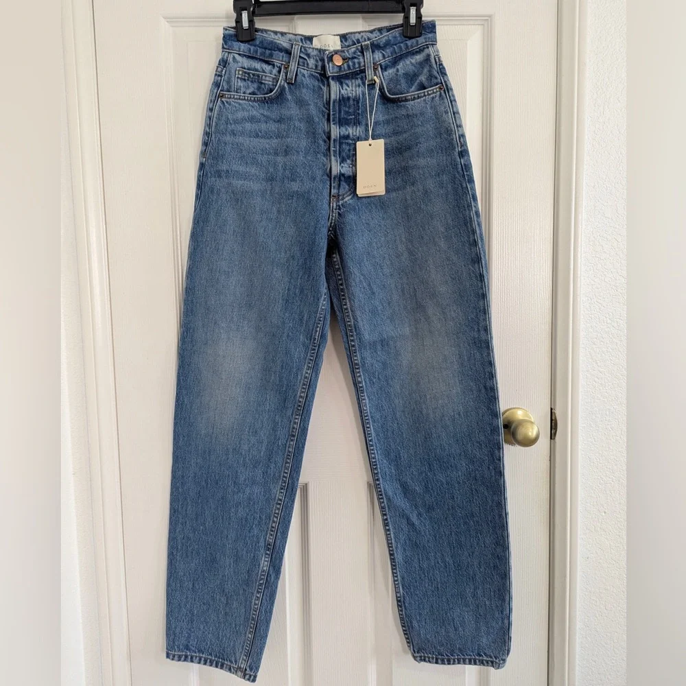 Dôen Lady Jean in Etretat Wash Blue Denim Wide Barrel Leg New NWT - Picture 3 of 10
